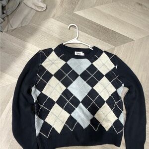 Princess Polly Dark Blue Argyle Knit Sweater. Size is m/l so it can fit either.